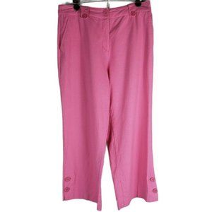 Kim Rogers Signature Linen Blend Pink Capri Cropped Pants Women's Size 10